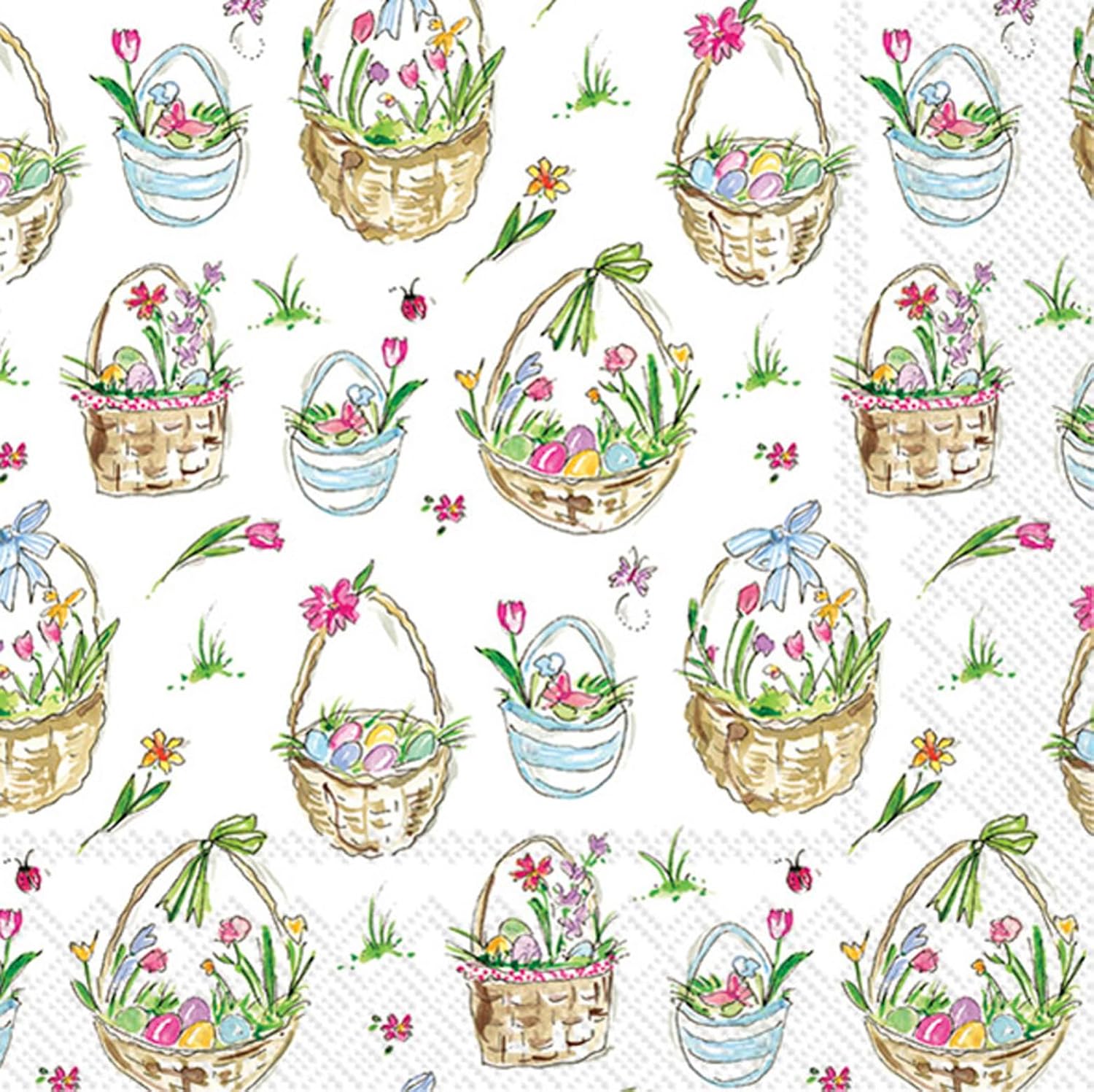 Decoupage Napkins,  Easter Basket napkins, Set of 2 Cocktail Size, #926