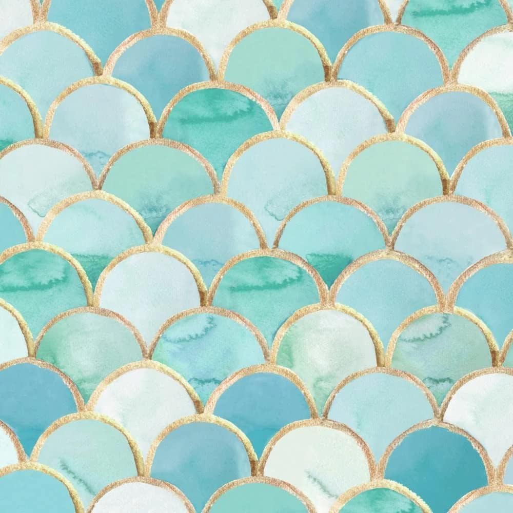Art Deco Turquoise Scallop Craft Napkins, Set of 2 Cocktail Size, #420