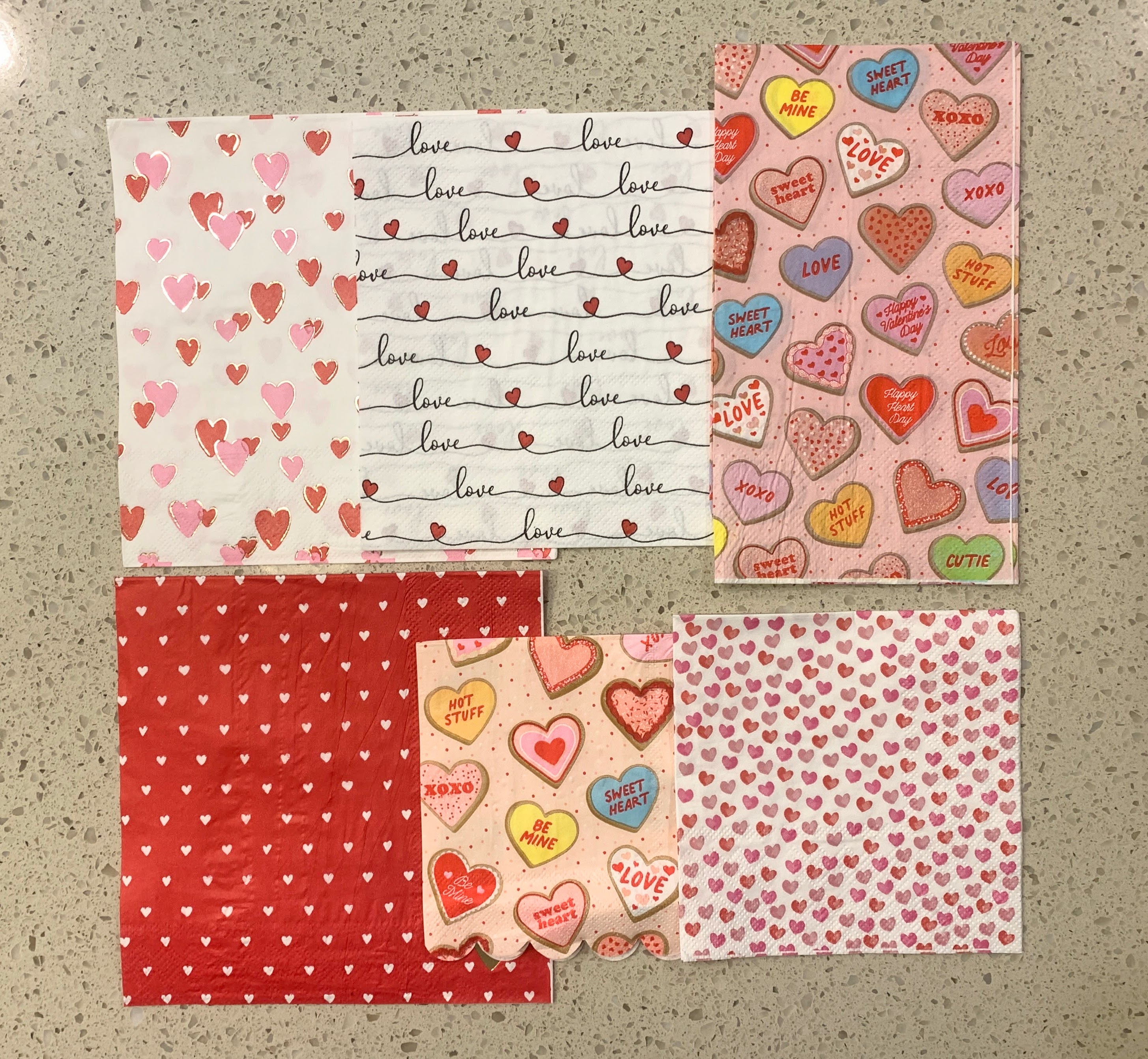 Valentine's Day Napkin Bundle Sale, Set of 6 Napkins 