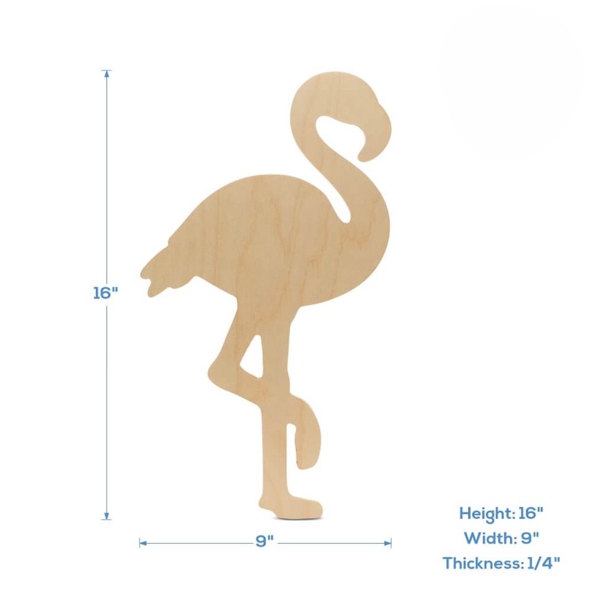 Flamingo Wood Cutout, 16"