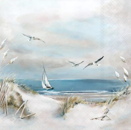 Decoupage Napkins, Sailboat at Sea Napkins, Set of 2 Cocktail Size, #0279