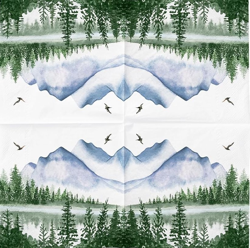 Decoupage Napkins, Lake Mountain Napkins, Set of 2 Lunch Size, #0340