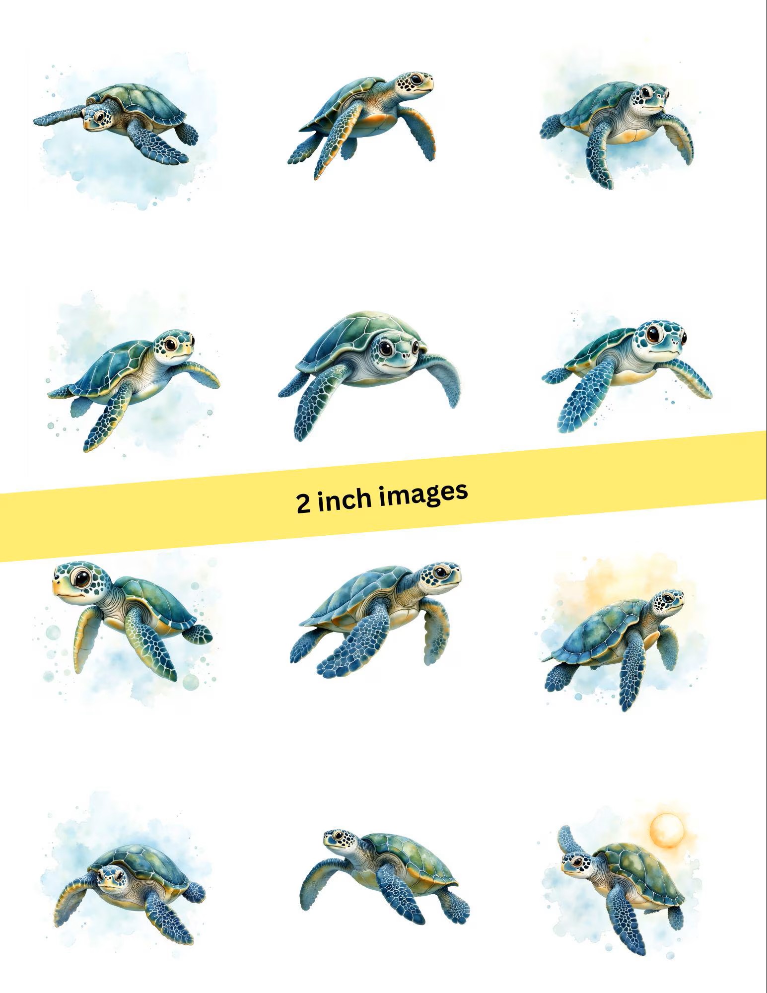 Sea Turtle Rice Paper FREE SHIPPING, 2" or 2.5" images, Beach Decoupage Paper, RPSeaturtle1