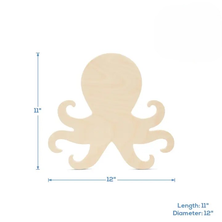 Wood Octopus Cutout, 12"