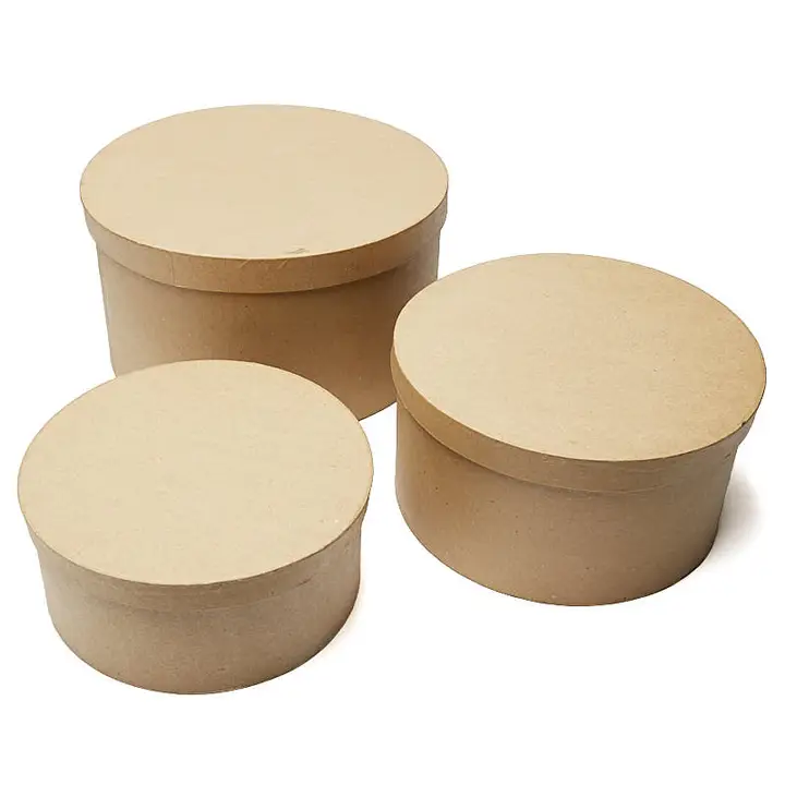 Premade 3-Piece Paper Mache Round Nested Box Set