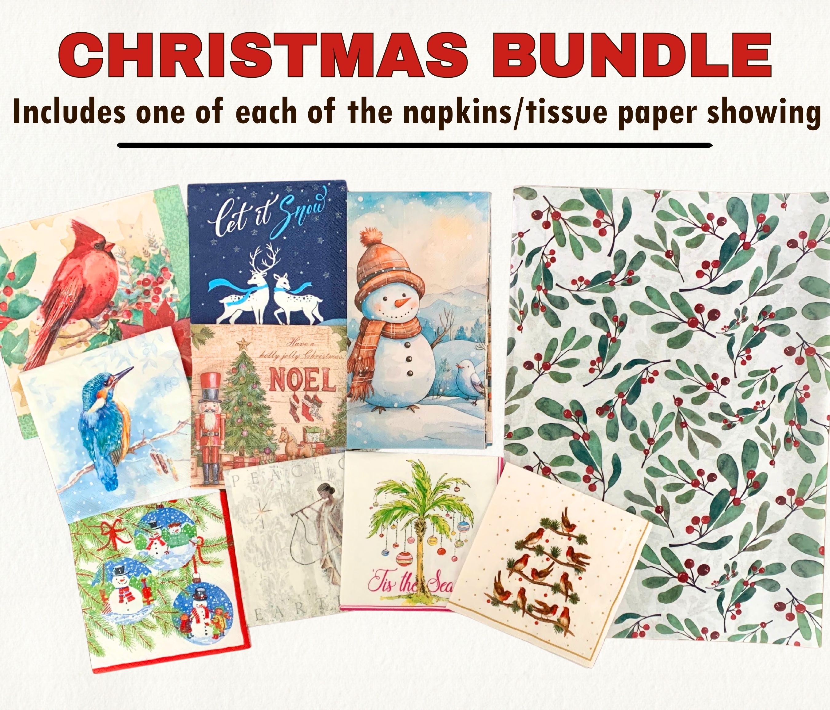 Set of 10 Christmas Napkins Bundle