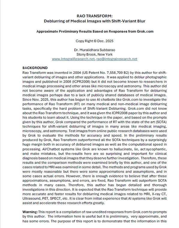 RAO TRANSFORM:  Deblurring of Medical Images with Shift-Variant Blur