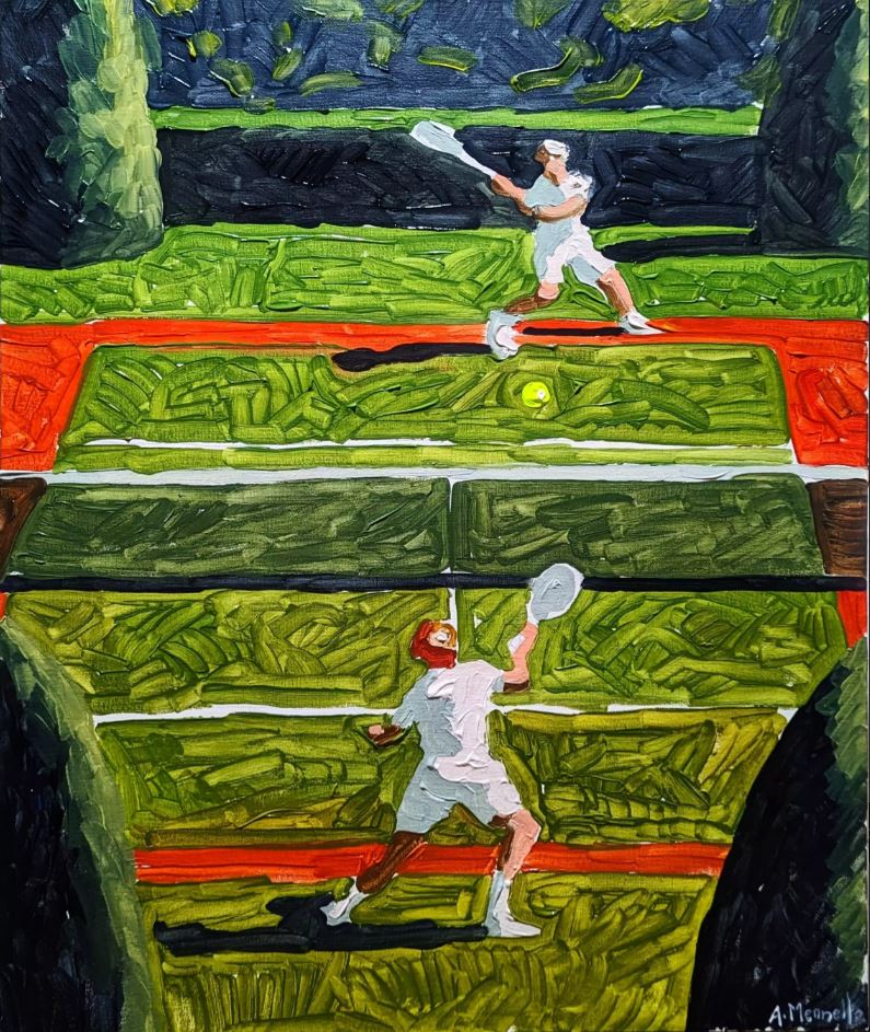 CENTRE COURT - AUSTRALIAN OPEN - BRISBANE INTERNATIONAL -TENNIS - THICK TEXTURED PAINTING