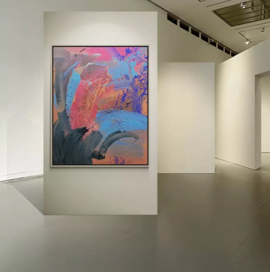 Dance of the Peach LARGE ABSTRACT THICK TEXTURED ACRYLIC 