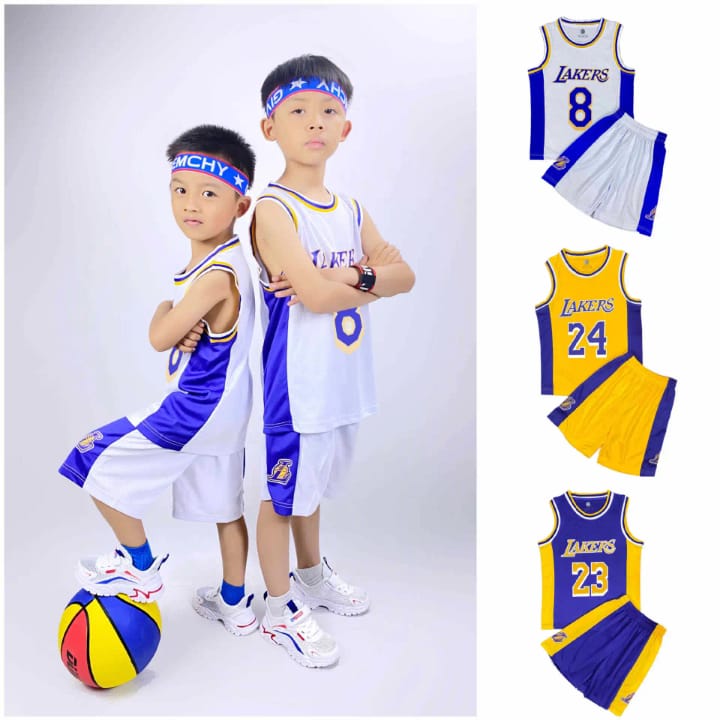 Kids Lakers Basketball Jersey Set