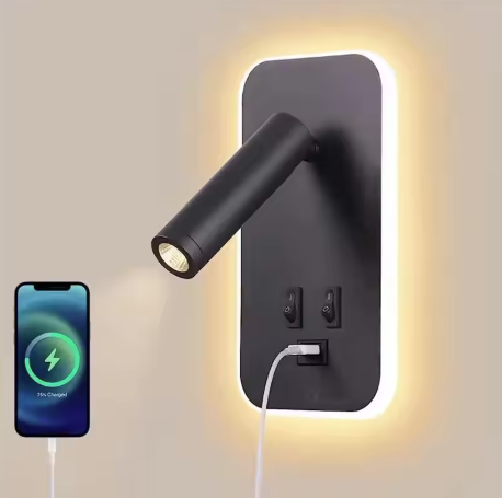 Wall Mounted LED Reading Light with USB Charging Port
