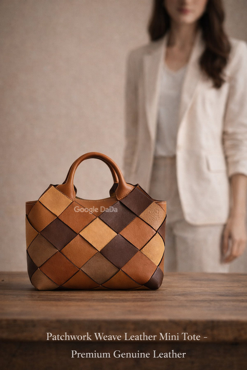 Patchwork Weave Leather Mini Tote