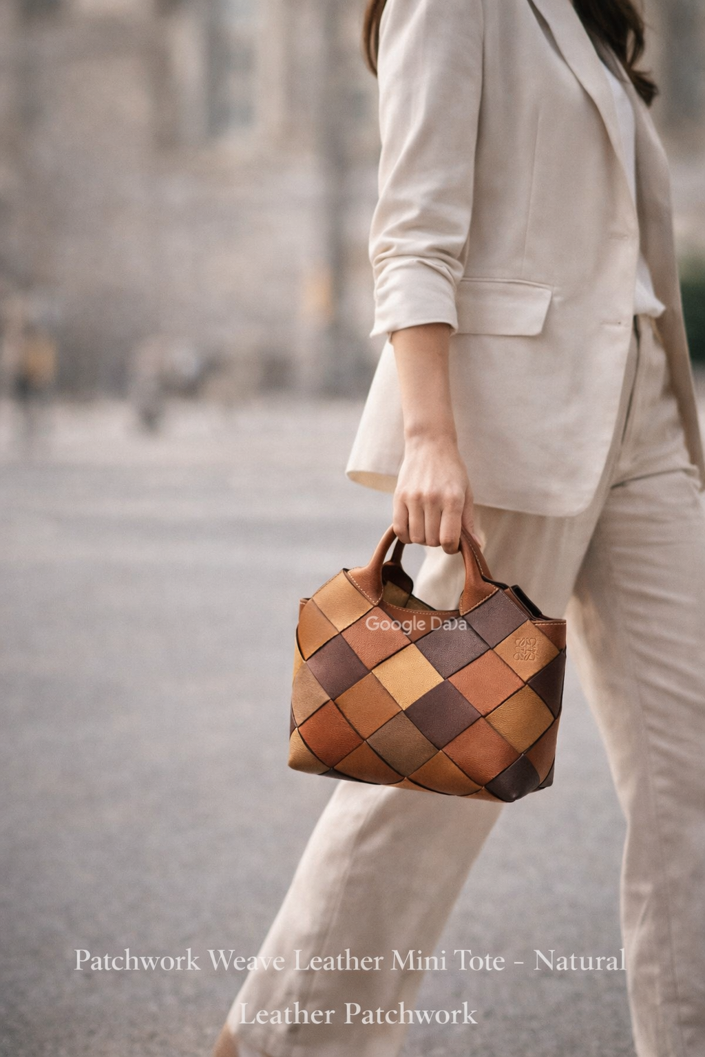 Patchwork Weave Leather Mini Tote
