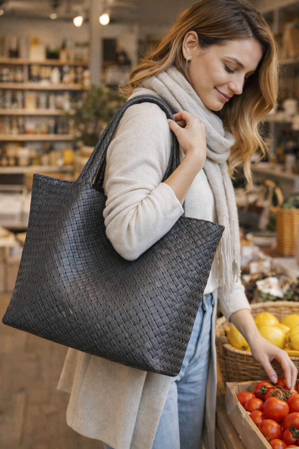 Elegant Woven Leather Tote Bag