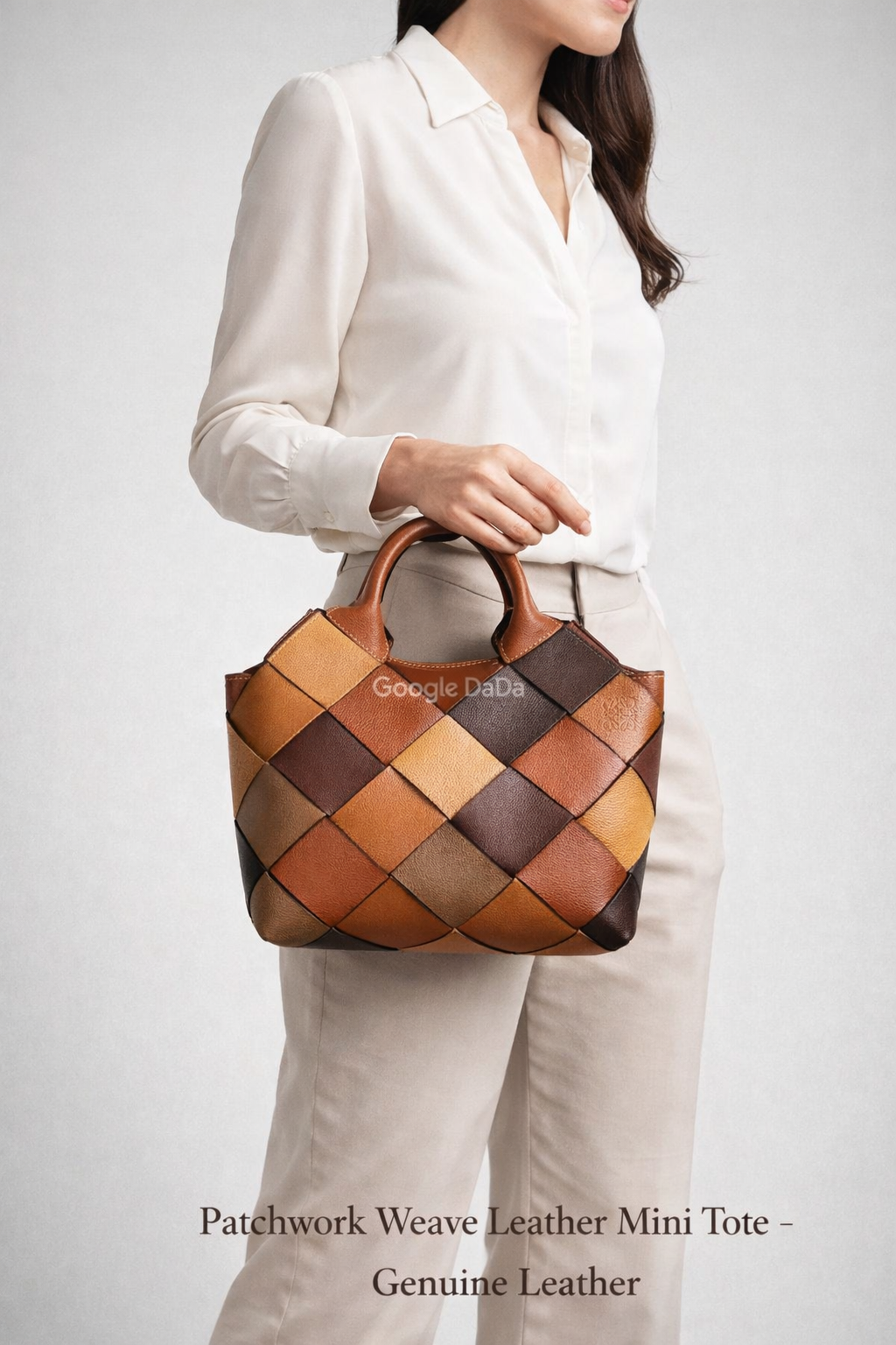 Patchwork Weave Leather Mini Tote