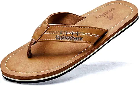 QuickShark Men's Leather Flip Flops
