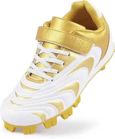 Gold and White Soccer Cleat