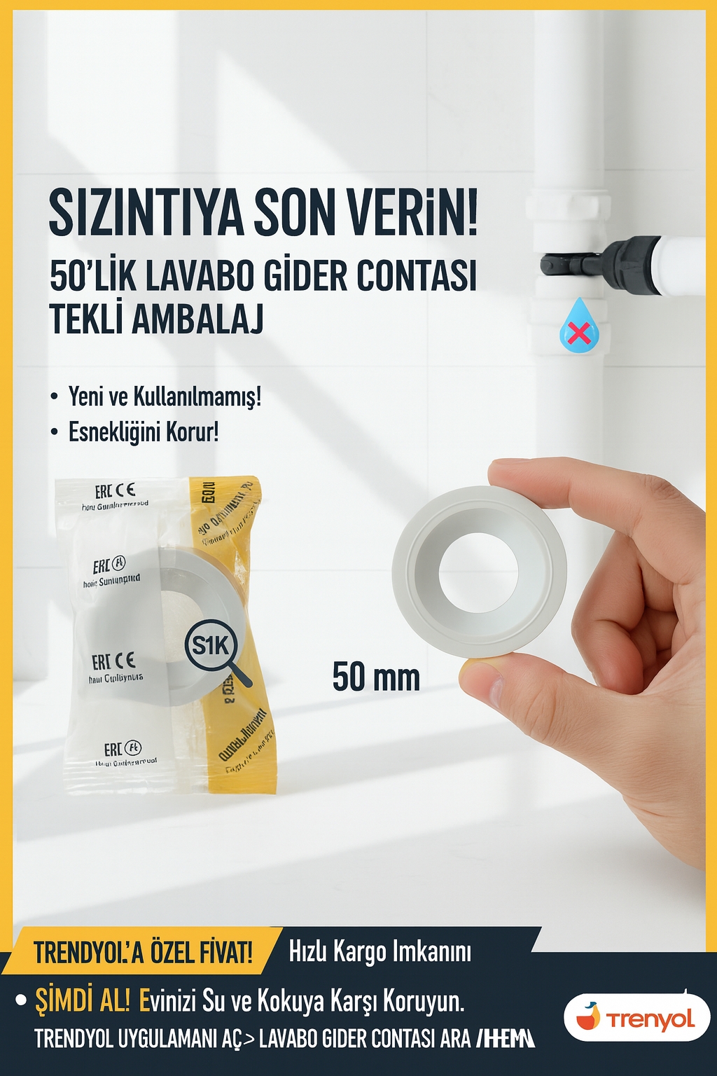 LAVABO GİDER CONTASI AMBALAJLI HİJYENİK KOKU YAPMAZ