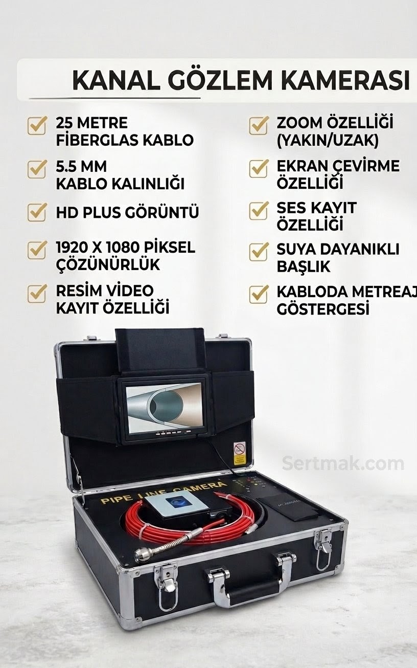 Profesyonel Kanal Görüntüleme Kamerası - 25 Metre HD Su Kaçak Tespit