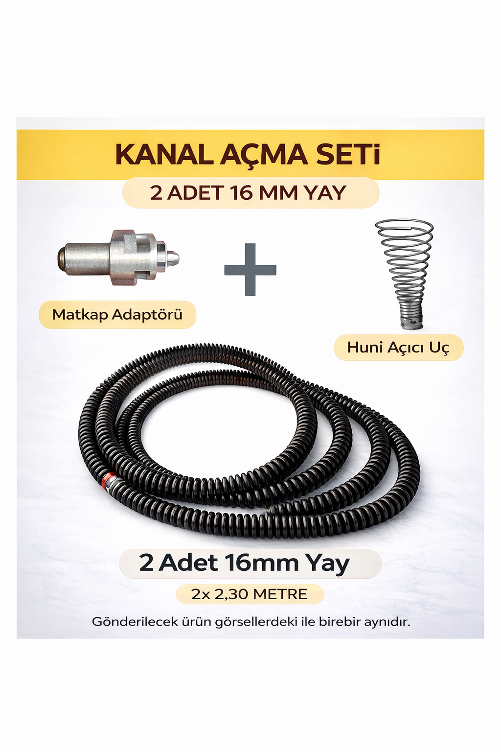 Kanal Açma Seti16 mm Profesyonel Kanal Açma Yayı Seti – Matkap Uyumlu Lavabo ve Gider İçin 16 mm Kanal Açma Seti Tesisatçı Tipi 16 mm Kanal Açma Yayı + Matkap Başlığı