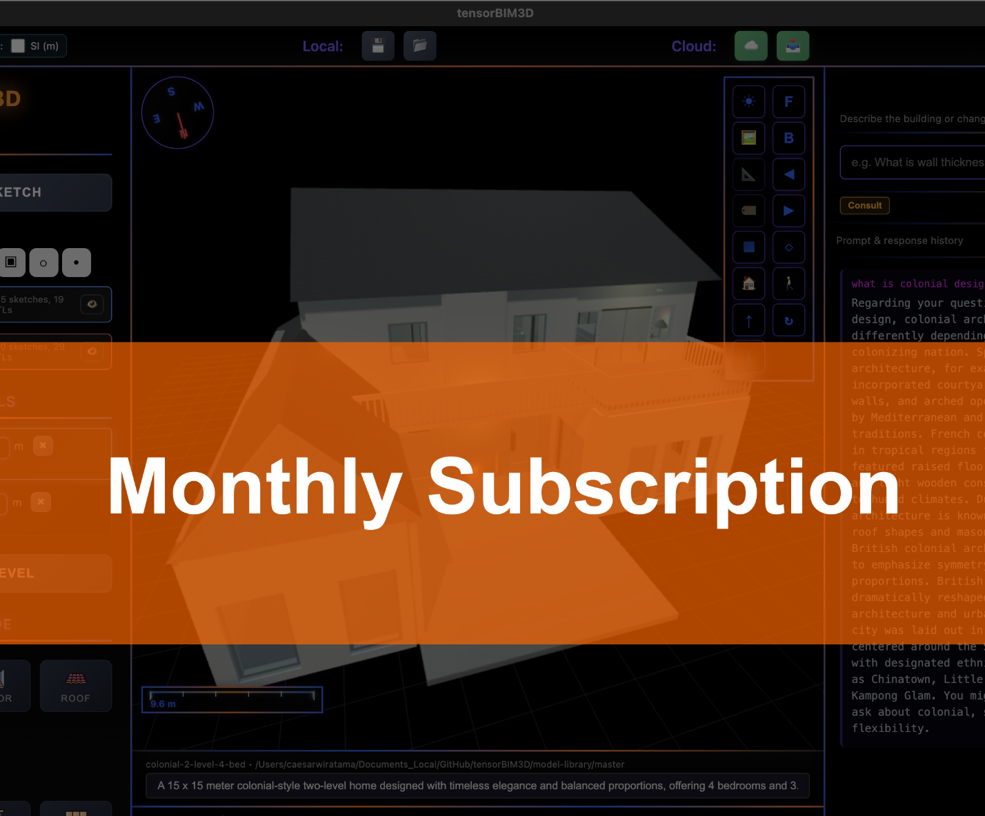 tensorBIM3D Monthly Subscription