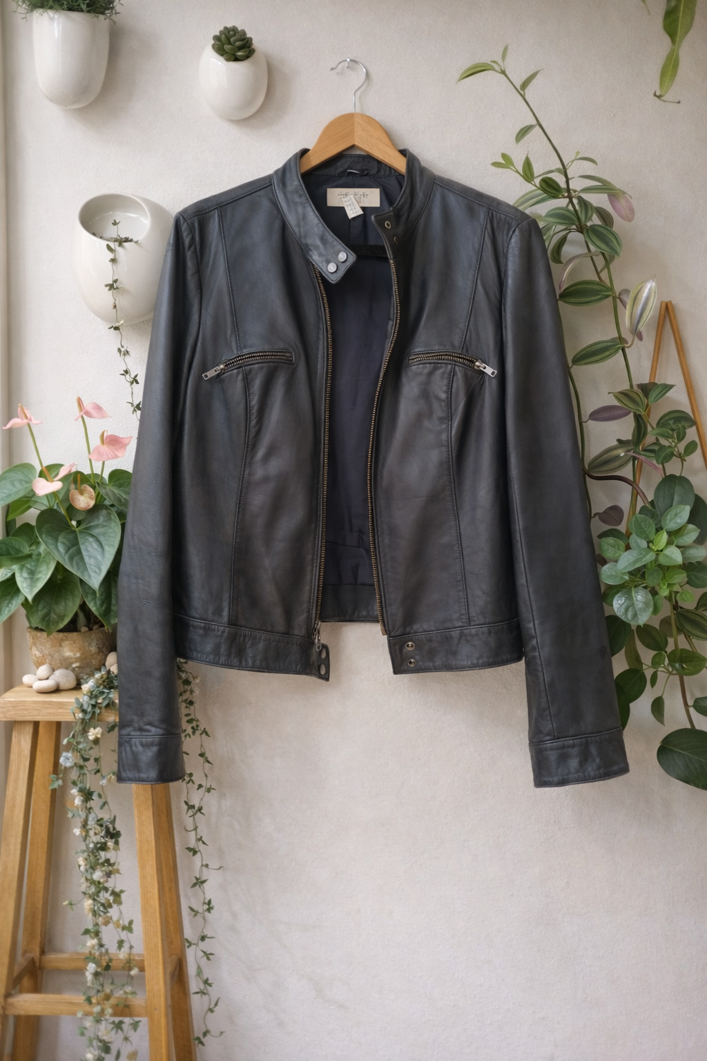 Chaqueta de cuero negra