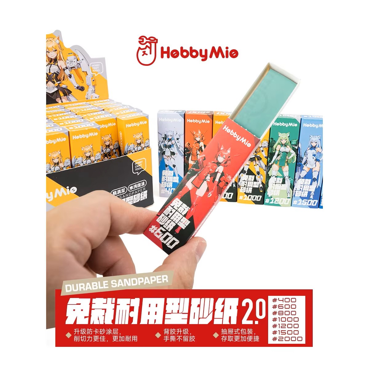 HOBBY MIO - papel de lija adhesivo  #400 – #2000