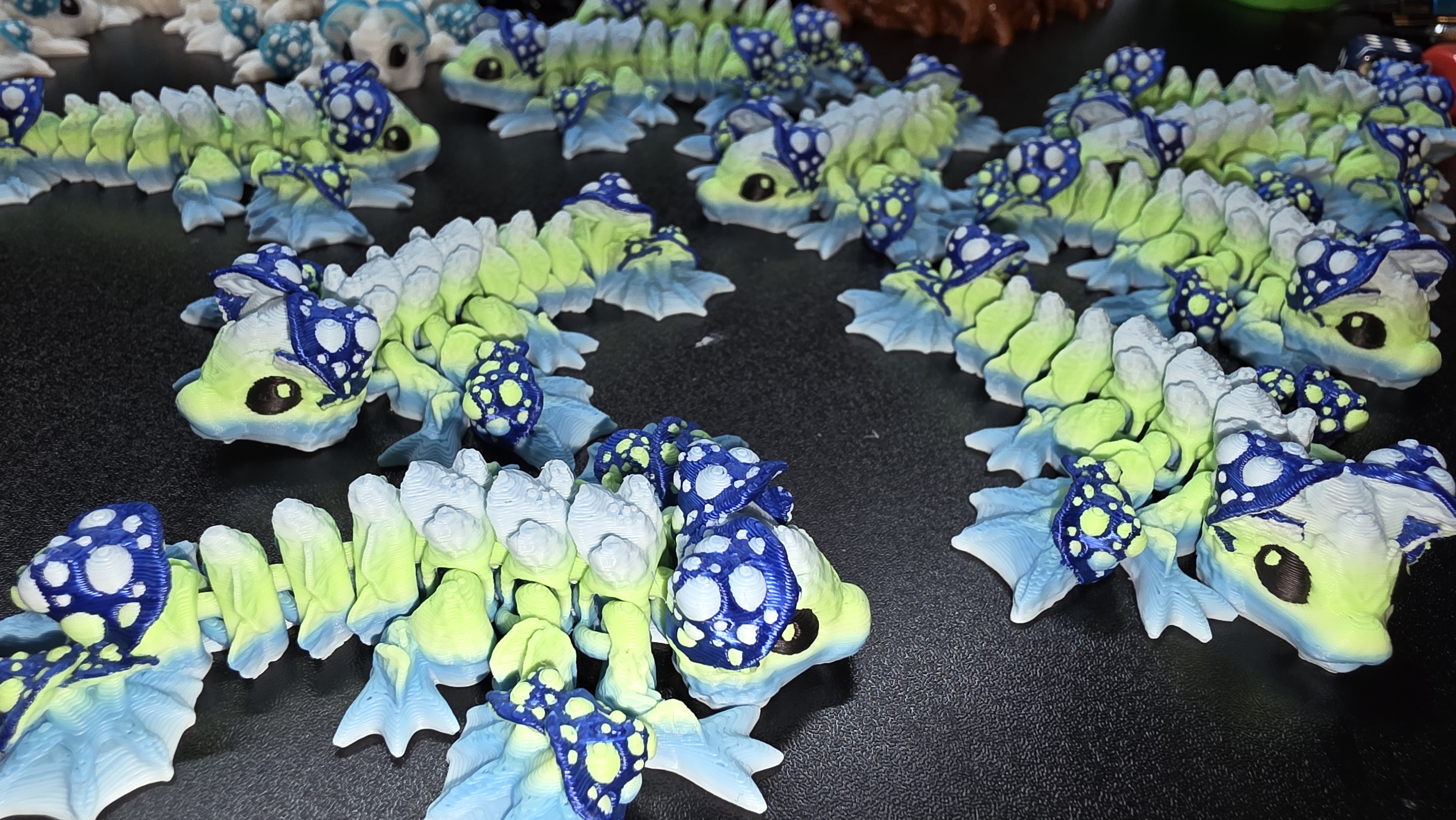 3 Pack Articulated Mushroom Dragons