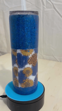 Blue Glitter Sunflower Resin Tumbler