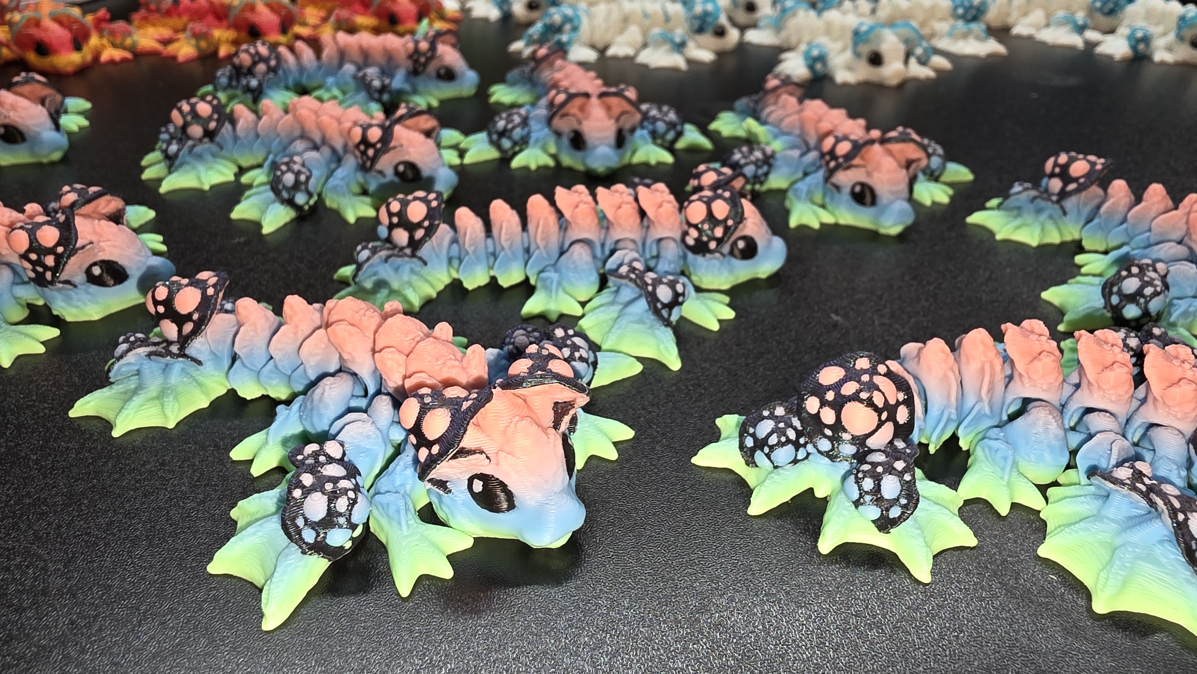 3 Pack Articulated Mushroom Dragons