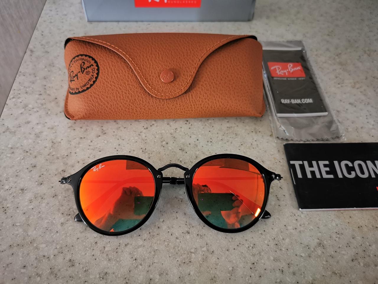 Lentes de sol Ray-Ban redondos espejo rojo