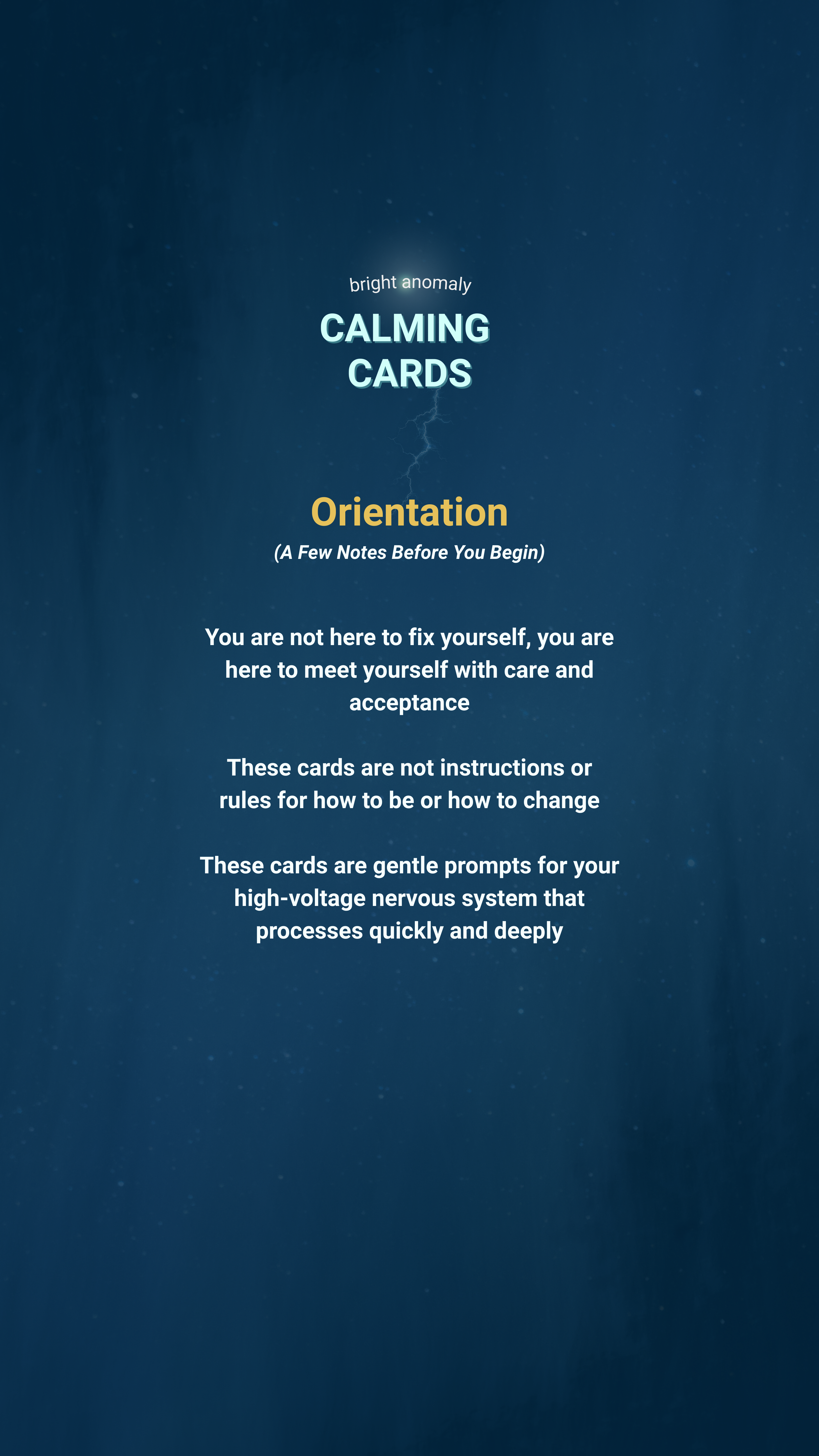 Bright Anomaly Calming Cards