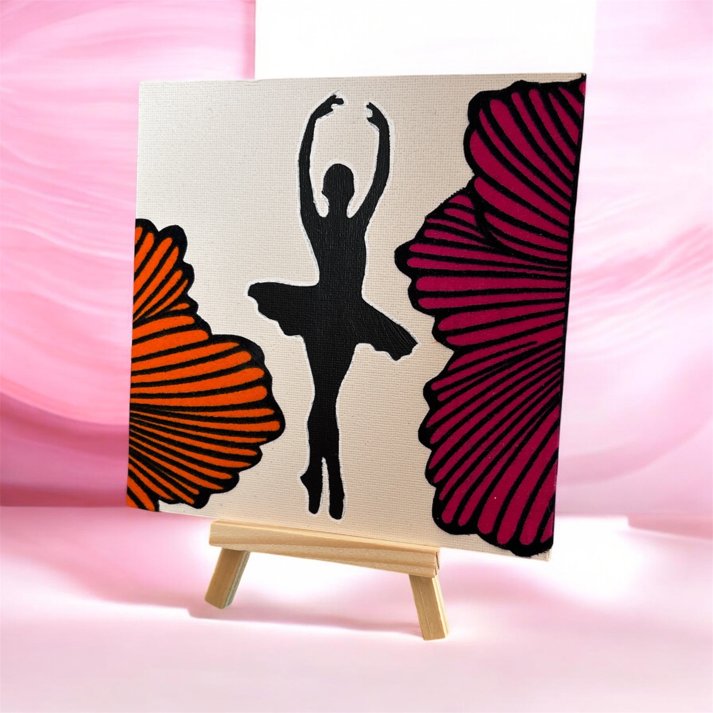 Tableau Danseuse et Fleurs sur chevalet en bois