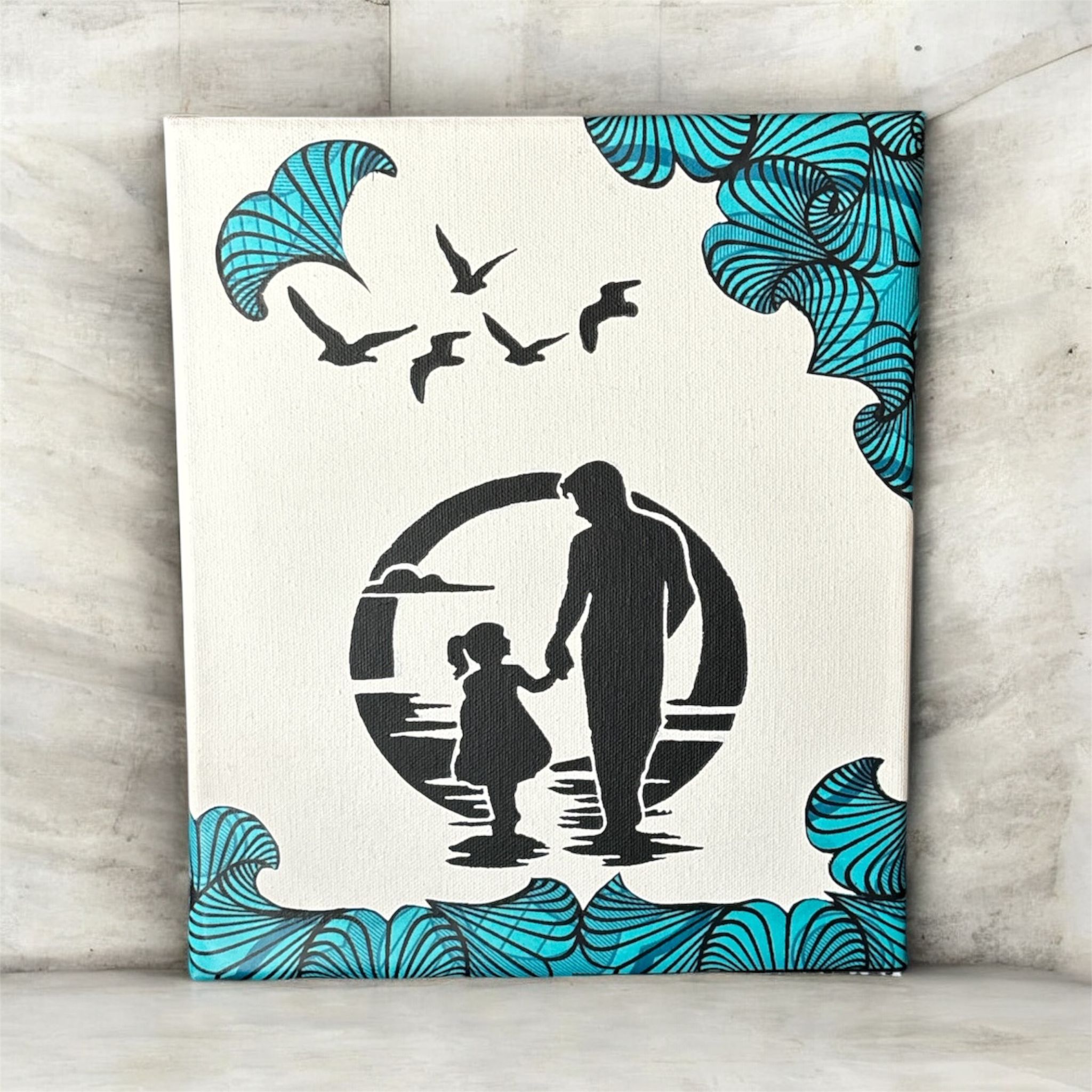 Tableau Silhouette Père-fille