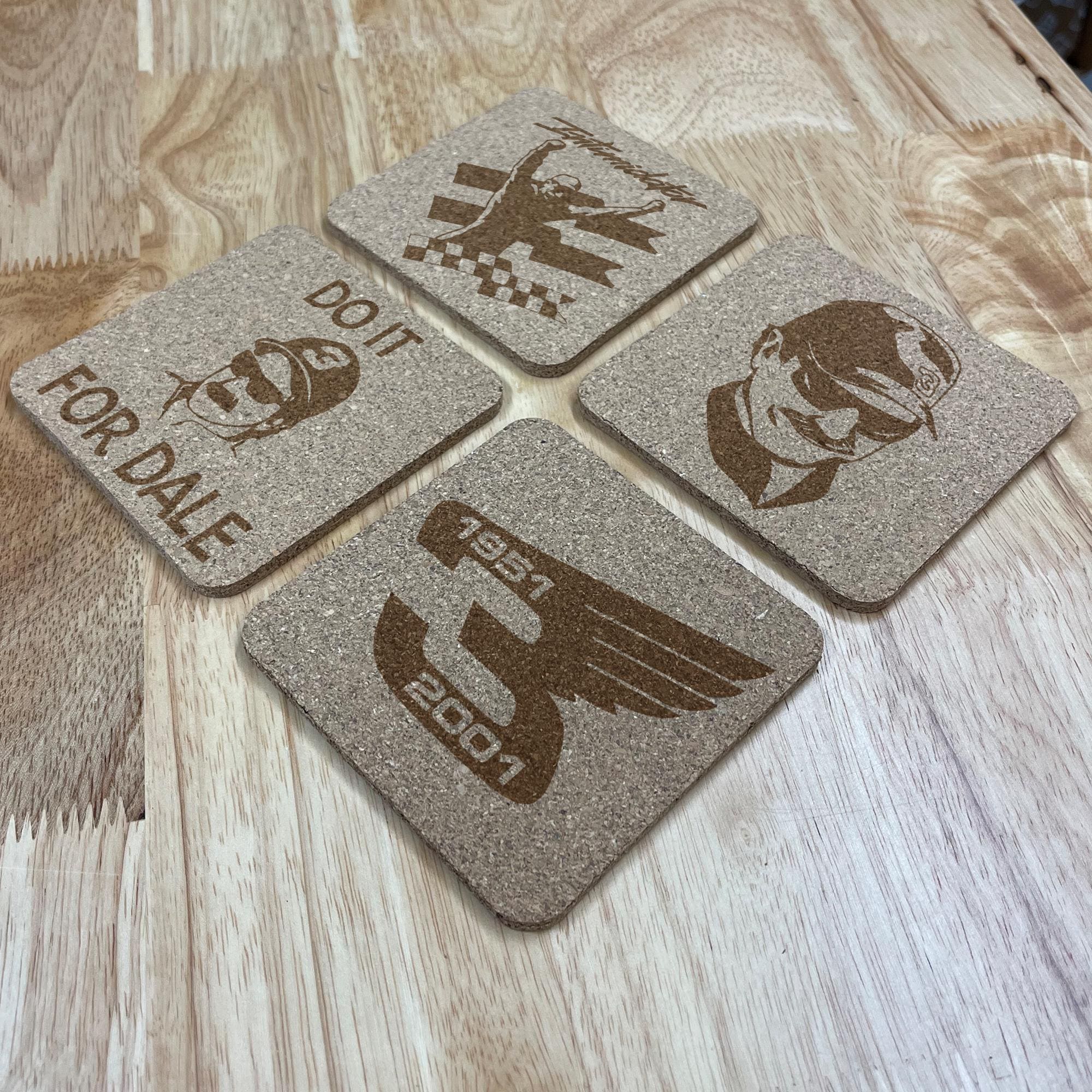 Dale Earnhardt Cork Coasters, Set of 4 Square, Do It For Dale, Wedding Gifts, Drink Coasters, Personalized, Engraved, Funny