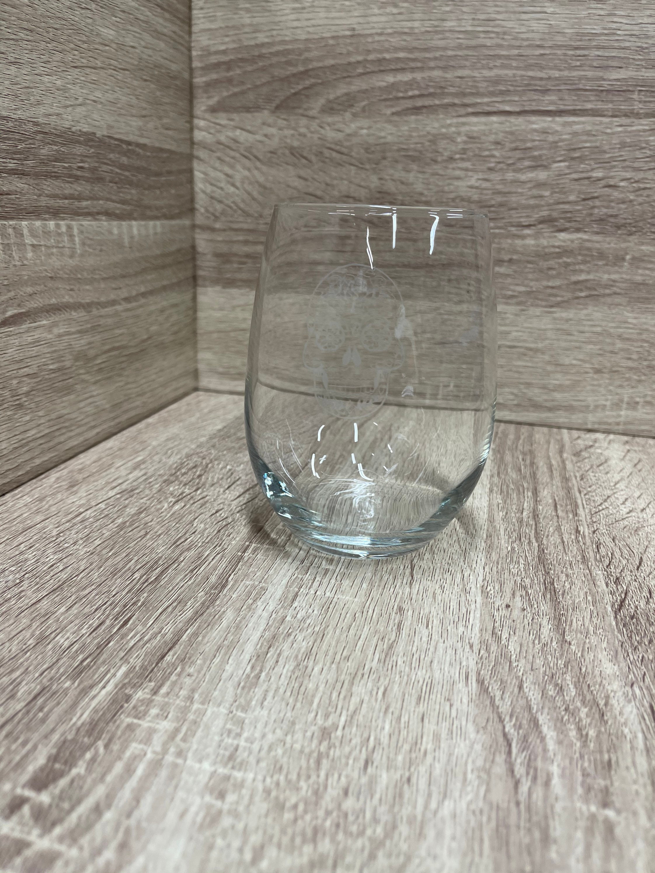 Personalized Business Logo/ Event/ create your own etched Stemless Wine glass, wedding gift, drinking glass, 17oz