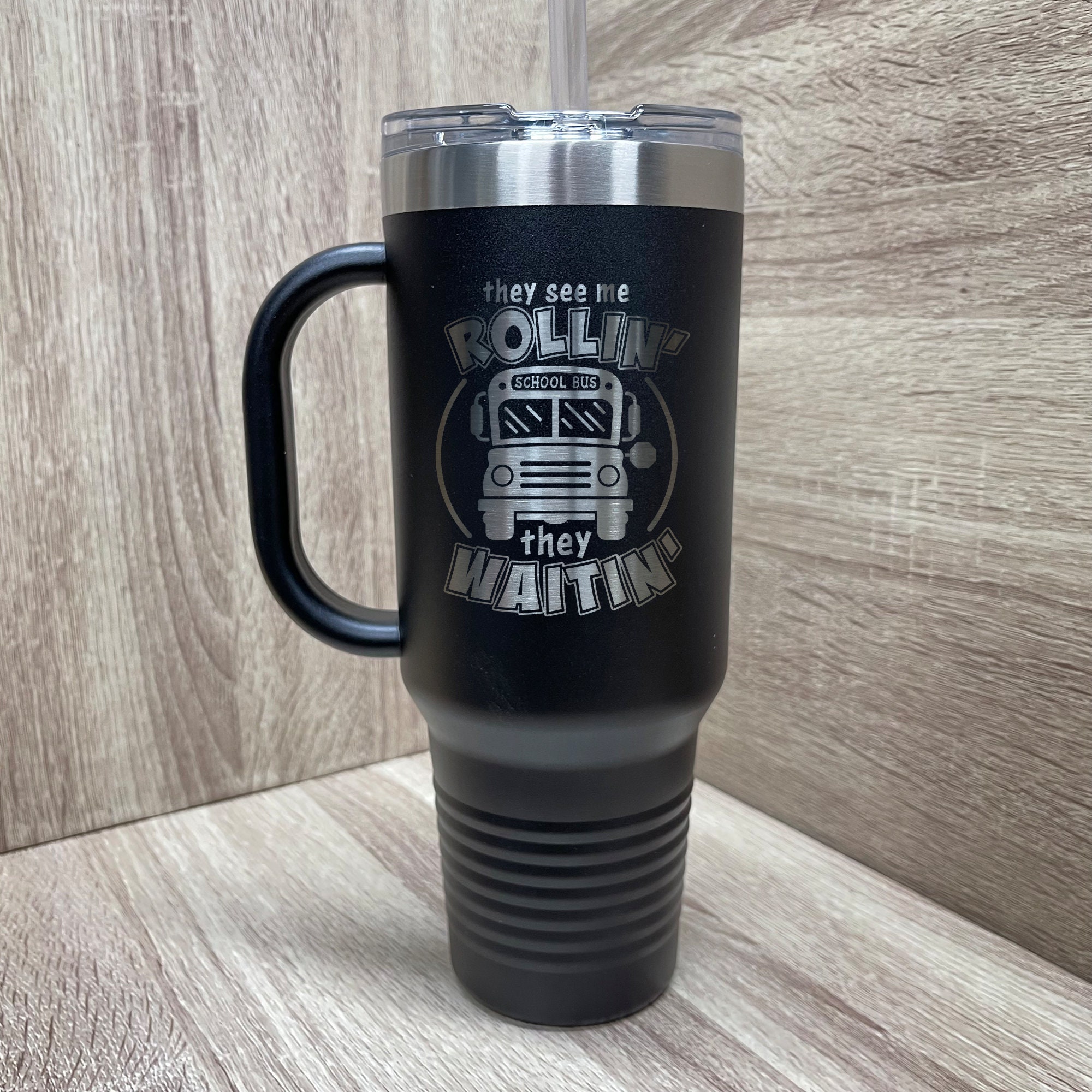 Bus Driver 40oz Insulated Stainless Steel Travel Mug, They see me Rollin, Funny, personalized, gift