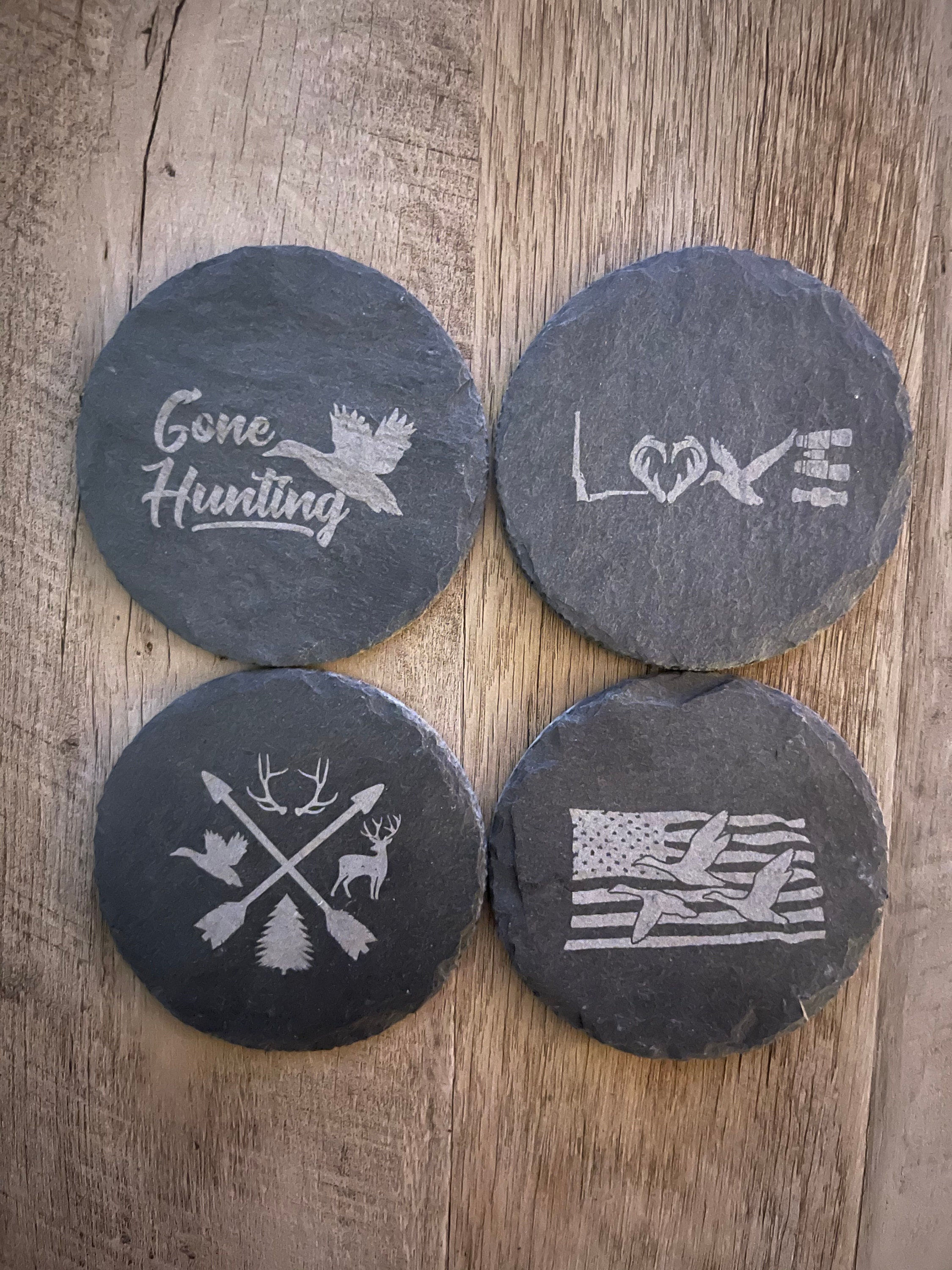 Duck Hunting Slate Coasters, Set of 4, Wedding Gifts, Drink Coasters, Personalized, Engraved