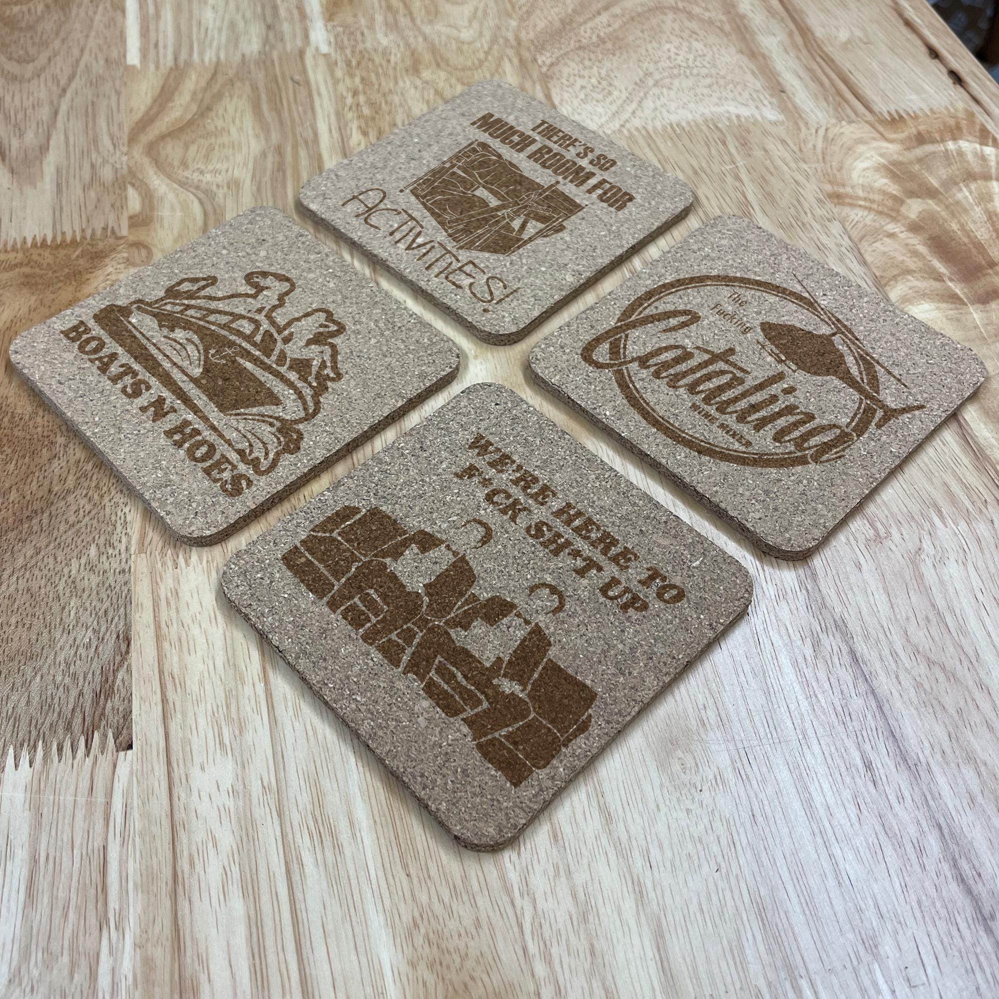 Step Brothers Cork Coasters , Set of 4, Wedding Gifts, Drink Coasters, Personalized, Engraved, Funny
