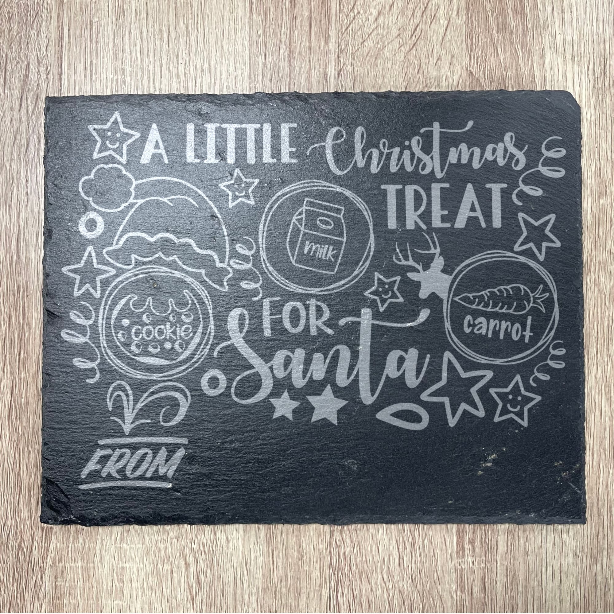 Personalized Santa Cookie Tray, Slate 8" x 10", Christmas, Rectangle Protective Feet, Laser Engraved, Gift