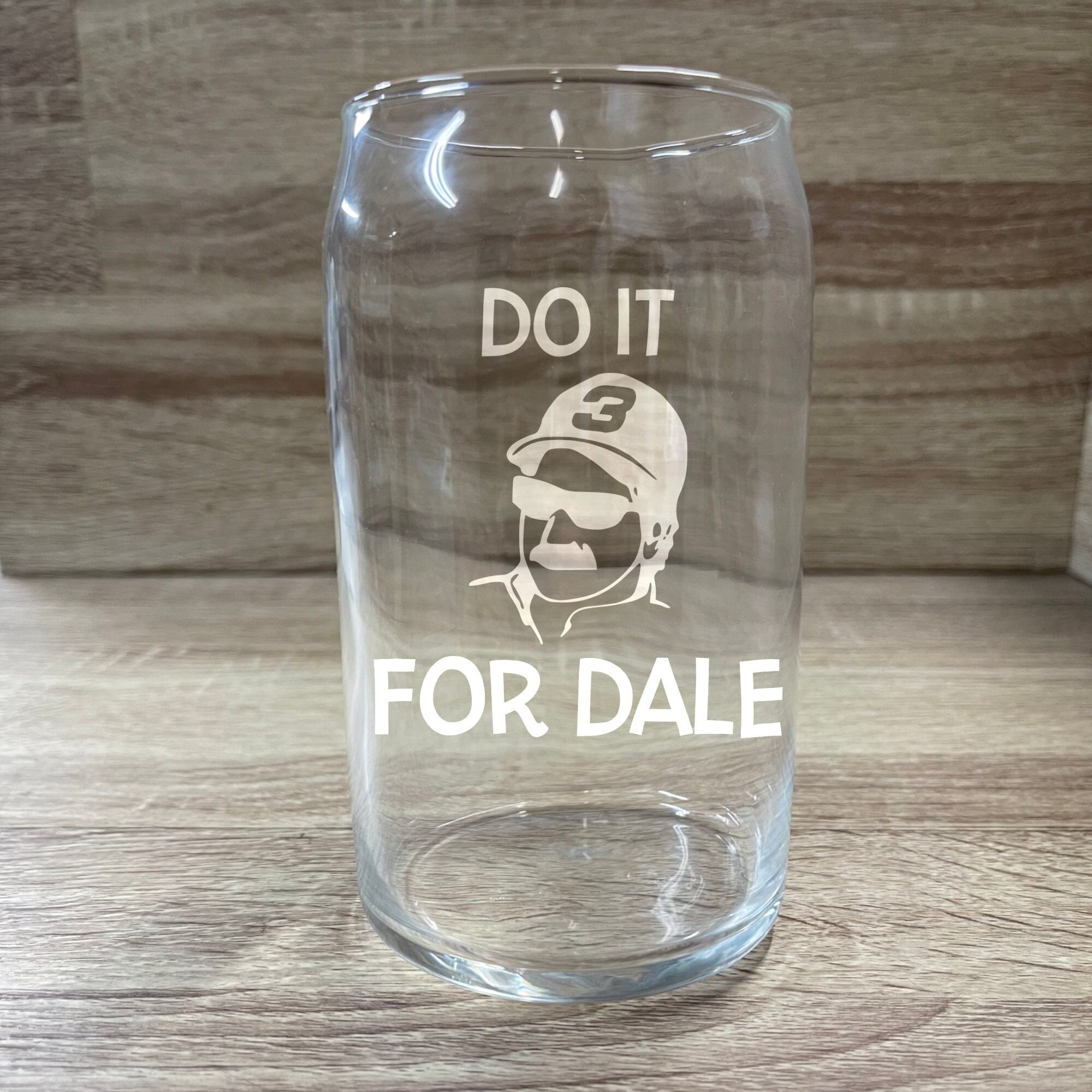 Dale Earnhardt inspired drinking glass, made in the USA, Beer Can glass, wedding gift, fathers day, birthday,  16oz, do it for dale, nascar