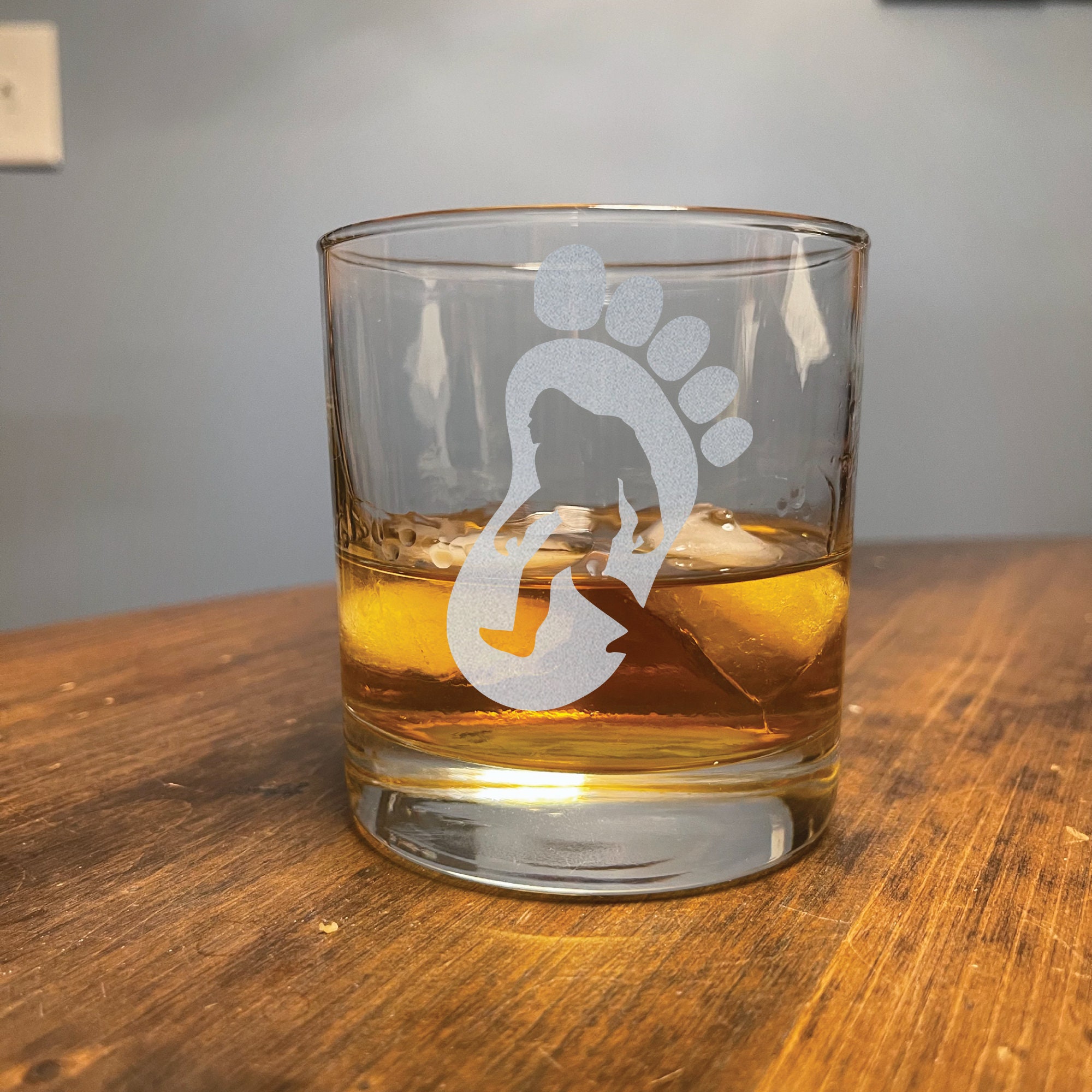 Bigfoot Engraved drinking glass, made in the USA, whiskey glass, wedding gift, fathers day, birthday,  11oz, Yeti, Sasquatch, funny
