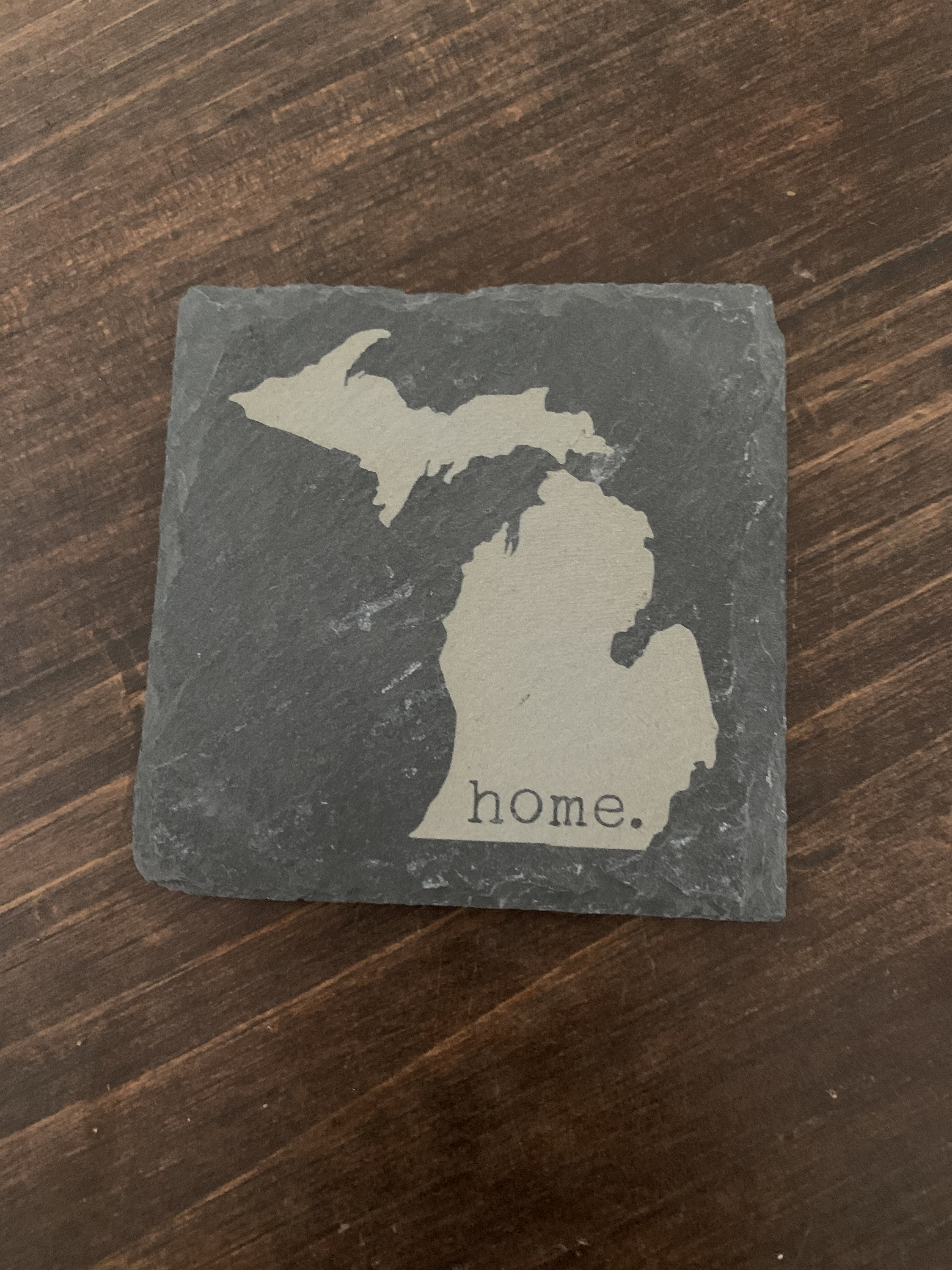 Michigan Coasters Slate, Set of 4, Wedding Gifts, Drink Coasters, Personalized, Engraved