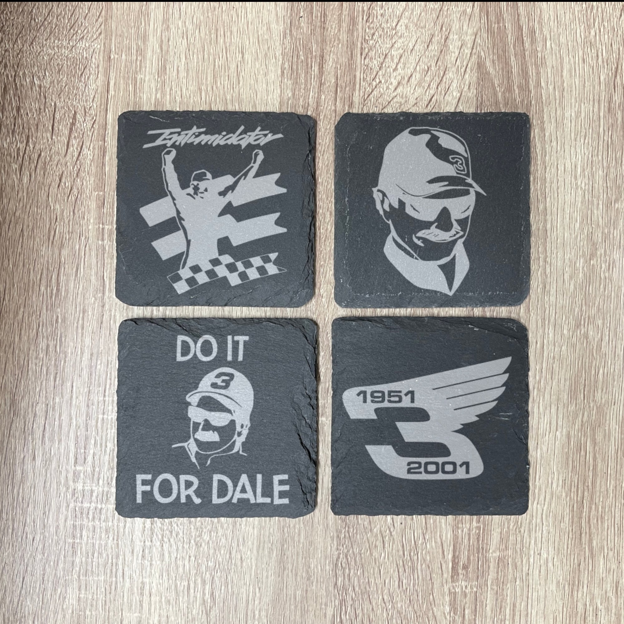 Dale Earnhardt Slate Coasters, Set of 4 Square, Do It For Dale, Wedding Gifts, Drink Coasters, Personalized, Engraved, Funny
