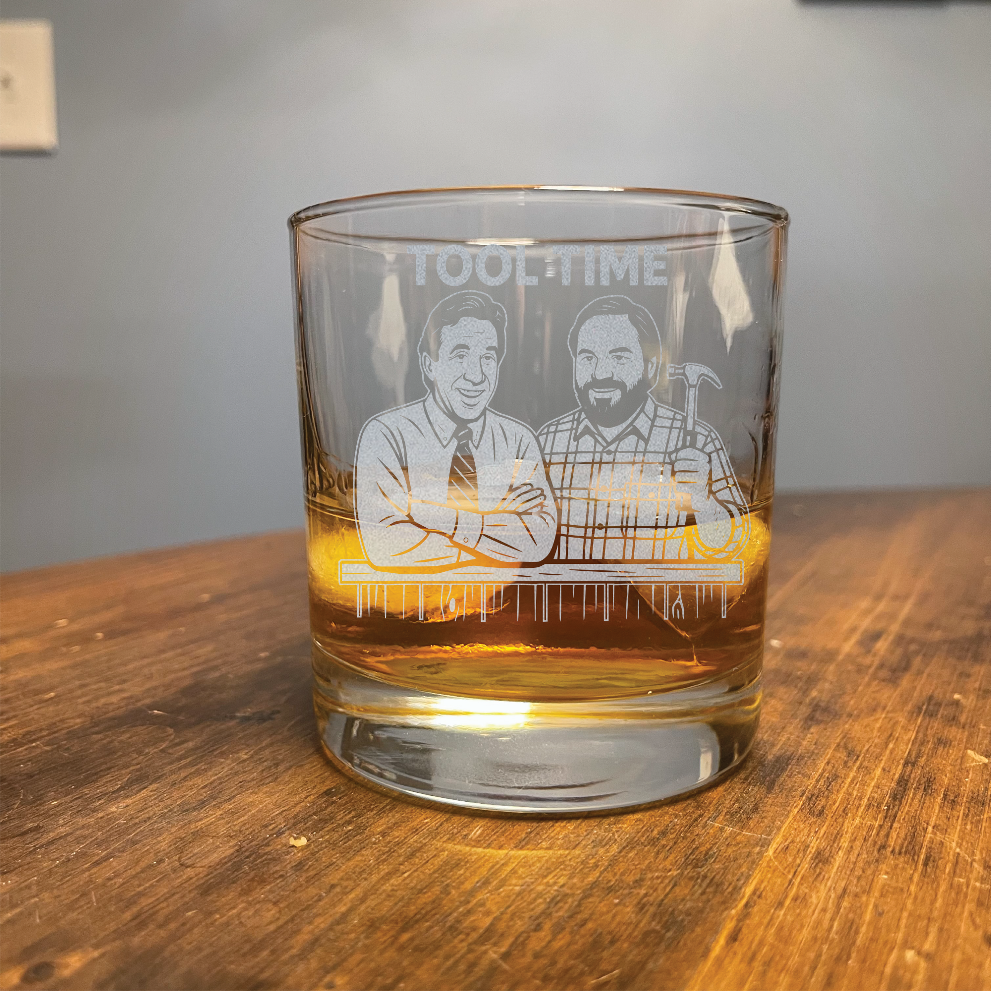Home Improvement Inspired 11oz Whiskey Glass – Tim Allen, Tool Time, Wilson – Funny Engraved Gift for Men
