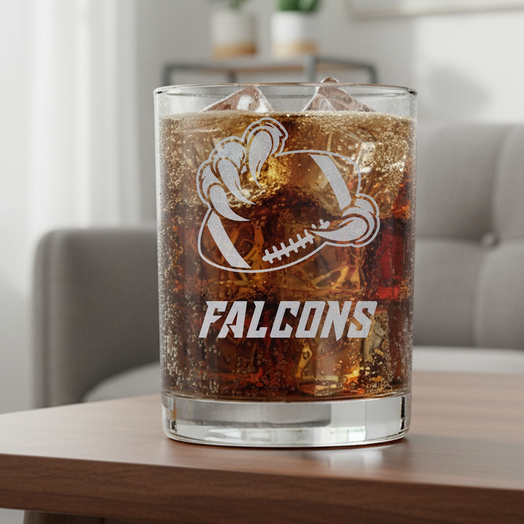 Ogemaw Heights Falcons 11oz Laser Engraved Heavy-Bottom Rocks Glass – Custom Logo & Sports Designs