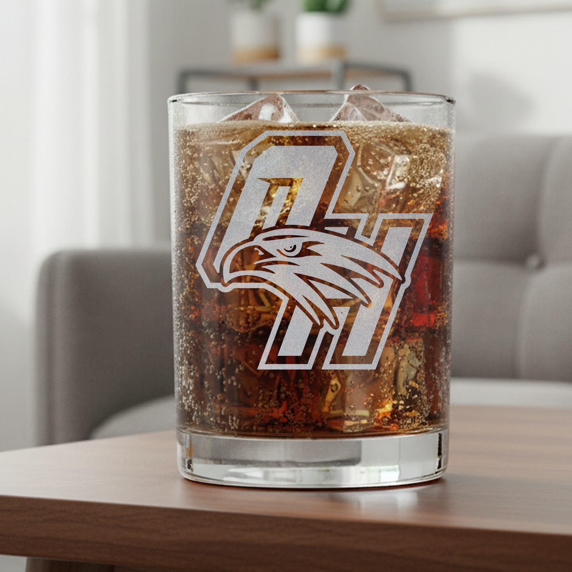 Ogemaw Heights Falcons 11oz Laser Engraved Heavy-Bottom Rocks Glass – Custom Logo & Sports Designs