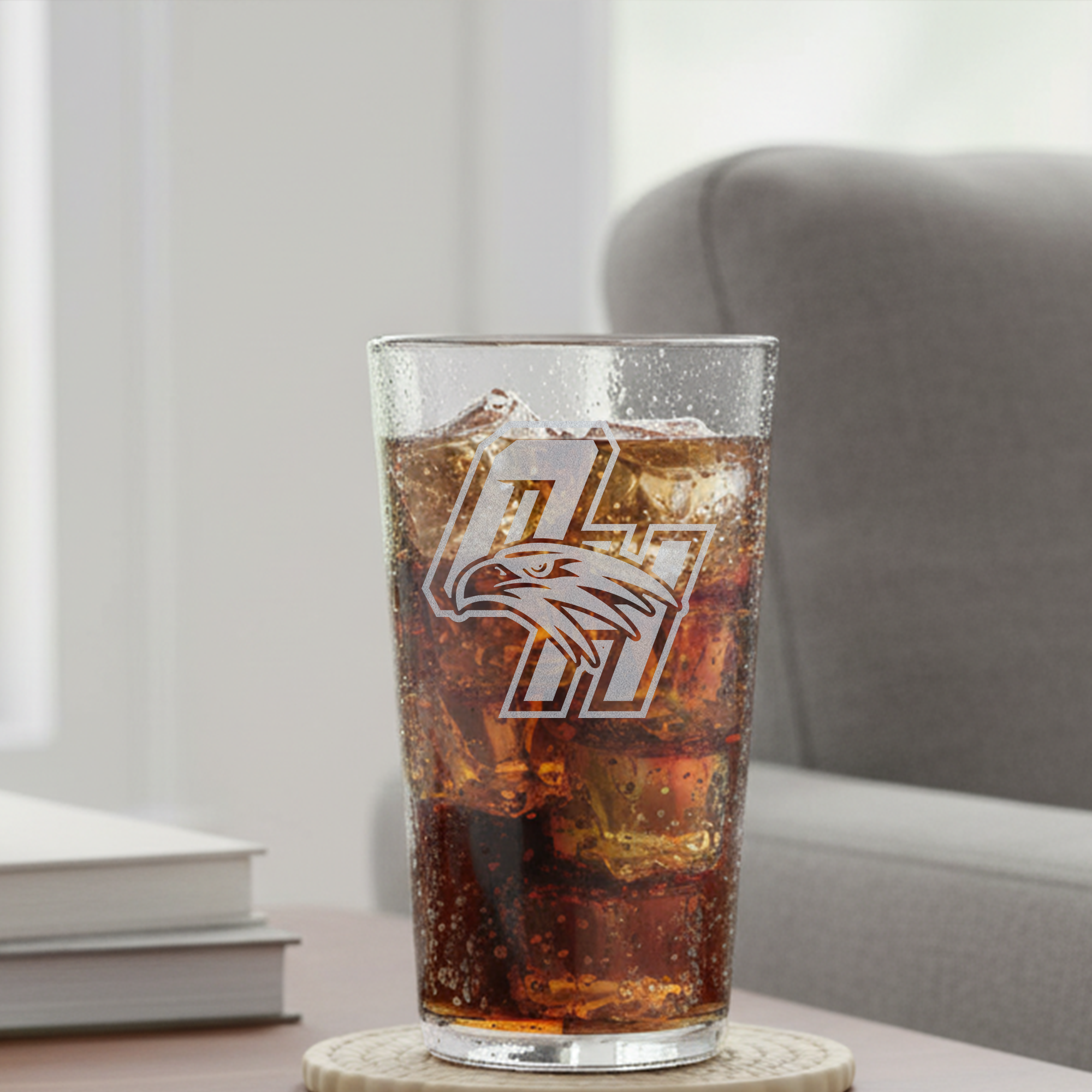 Ogemaw Heights Falcons 16oz Laser Engraved Pint Glass – Custom Logo & Sports Designs