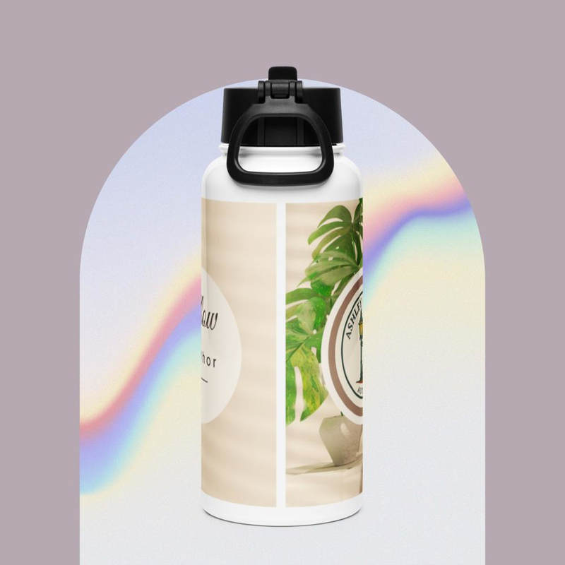 Stainless steel water bottle with a straw lid