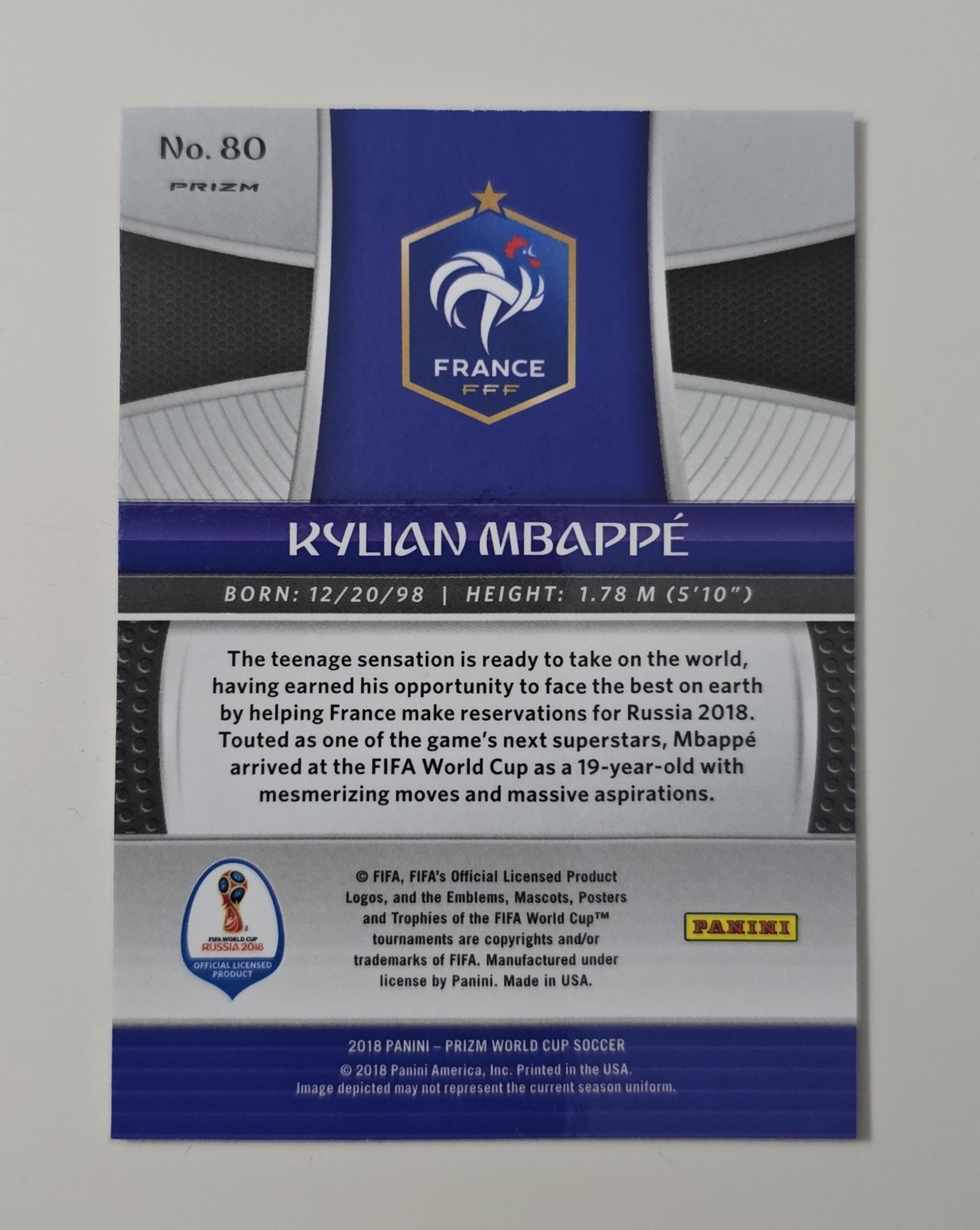 Kylian Mbappé – 2018 Panini Prizm World Cup #80 | France | Silver Prizm Insert